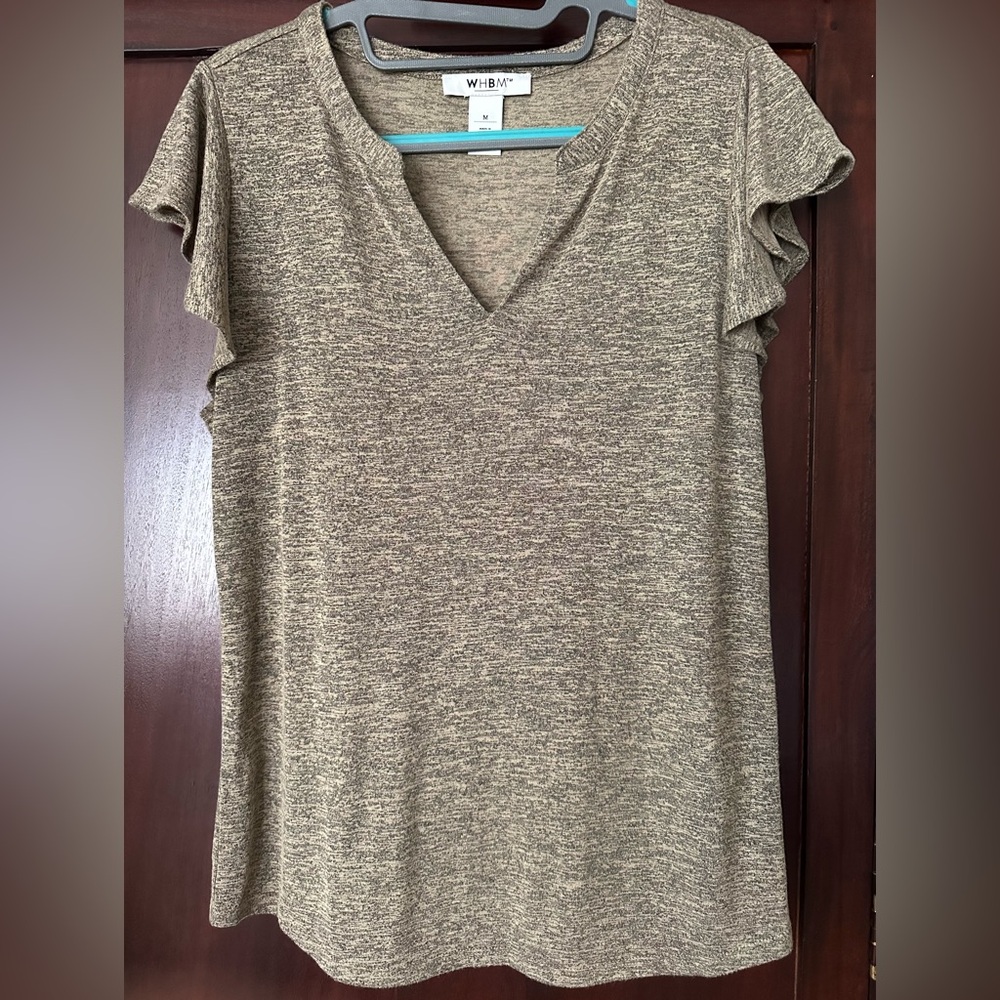 WHBM V-Neck Flutter Sleeve Top